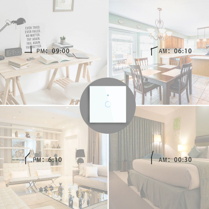 Intrerupator Smart cu Touch Rovo FN1C, 1 canal, Sticla Securizata, Tuya, Life Smart, RF 433MHz, Alexa si Google Assistant, fara nul [3]