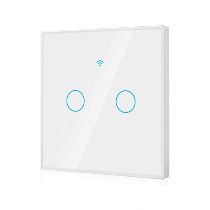 Intrerupator Smart cu Touch Rovo FN2C, 2 canale, Sticla Securizata, Tuya, Life Smart, RF 433MHz, Alexa si Google Assistant, fara nul [1]