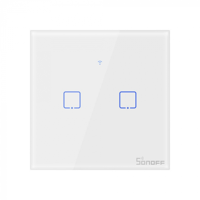 Intrerupator Smart  cu Touch Wifi + RF 433 Sonoff T1 EU TX, 2 canale [1]