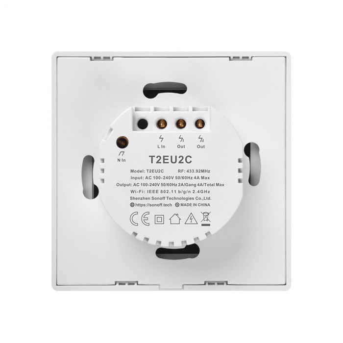 Intrerupator Smart  cu Touch WiFi + RF 433 Sonoff T2 EU TX, (2 canale) [2]