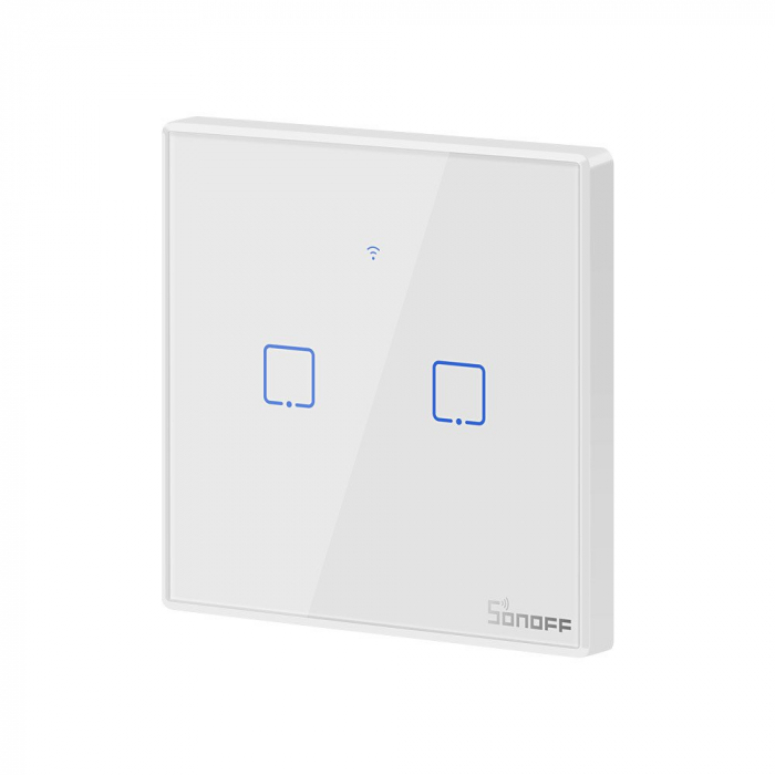 Intrerupator Smart  cu Touch WiFi + RF 433 Sonoff T2 EU TX, (2 canale) [4]