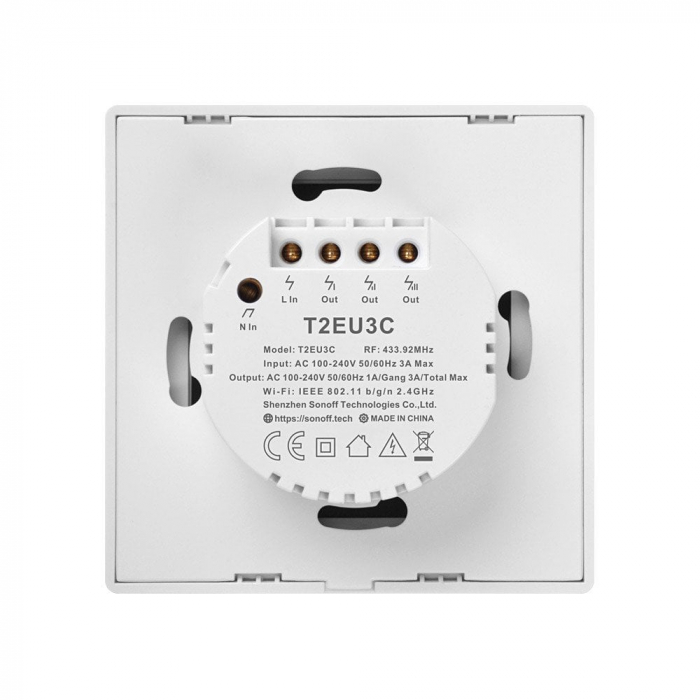 Intrerupator Smart  cu Touch WiFi + RF 433 Sonoff T2 EU TX, (3 canale) [2]