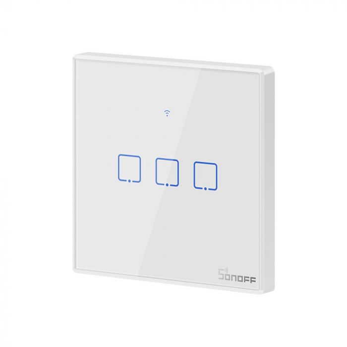 Intrerupator Smart  cu Touch WiFi + RF 433 Sonoff T2 EU TX, (3 canale) [3]