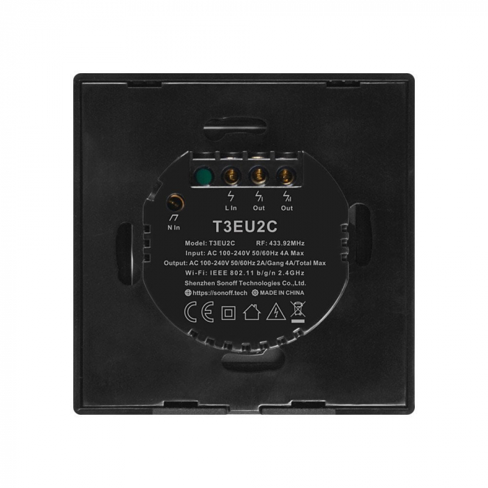 Intrerupator Smart  cu Touch WiFi + RF 433 Sonoff T3 EU TX, (2 canale) [3]