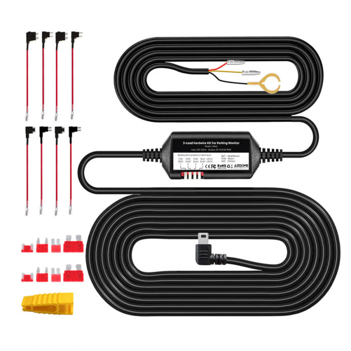 Kit cablu alimentare si monitorizare miscare pentru AZDOME JYX02, 12 24V To 5V 2.5A Mini USB [1]