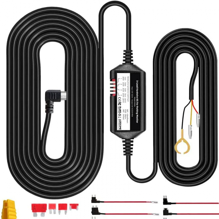 Kit cablu alimentare si monitorizare miscare pentru AZDOME JYX04 pentru modele M300  M300S, 12 24V To 5V 3A, Micro USB [1]
