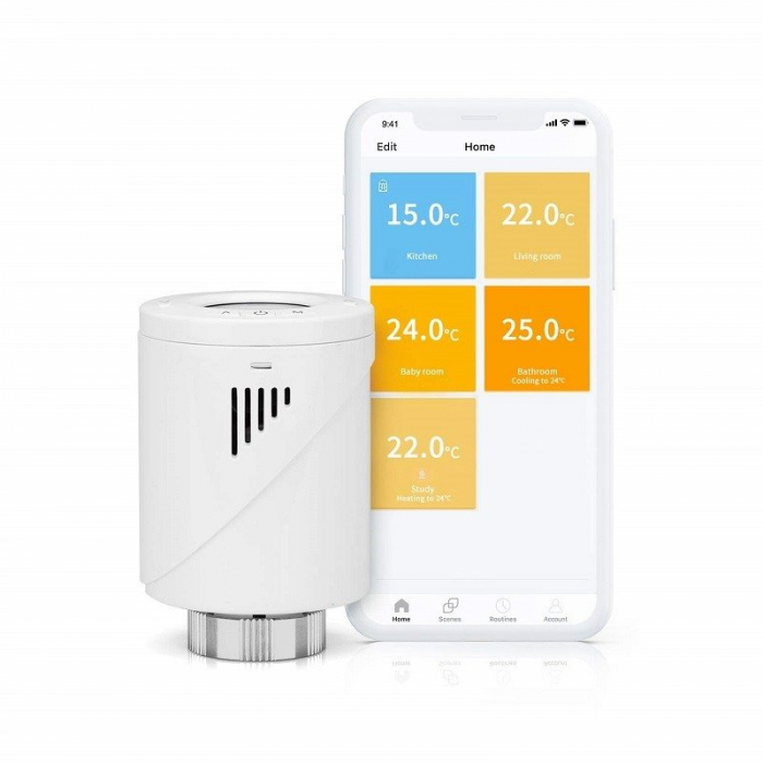 Kit Cap termostatic calorifer Meross MTS100H cu Hub, Smart, Alexa, Google Home, control smartphone [5]