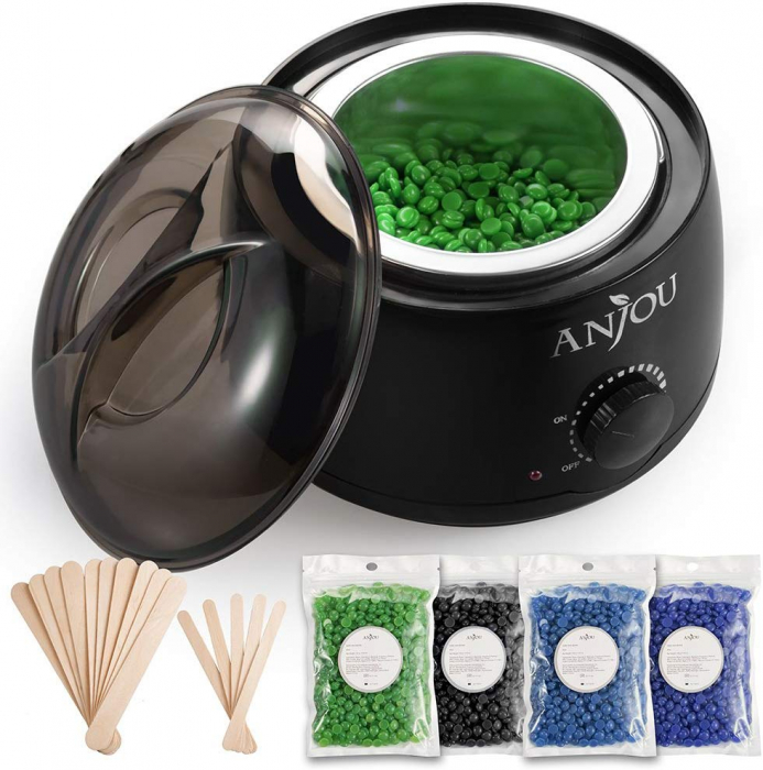 Kit Epilare Anjou AJ-PCA010 Incalzitor ceara profesional, 400g ceara, 4 arome, set spatule din lemn [1]