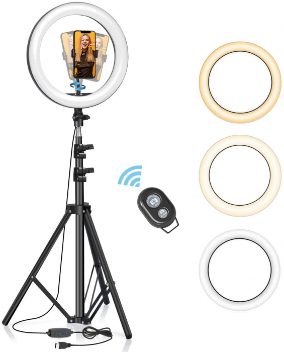 Lampa Circulara LED BlitzWolf BW-SL2 Make up Profesionala, Ring Light 120 Leduri cu Lumina Rece Calda [1]