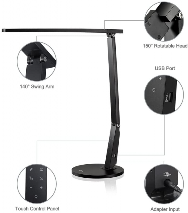 Lampa de birou cu LED TaoTronics TT-DL10, incarcare USB, 4 culori de lumina, 600 lumeni [4]