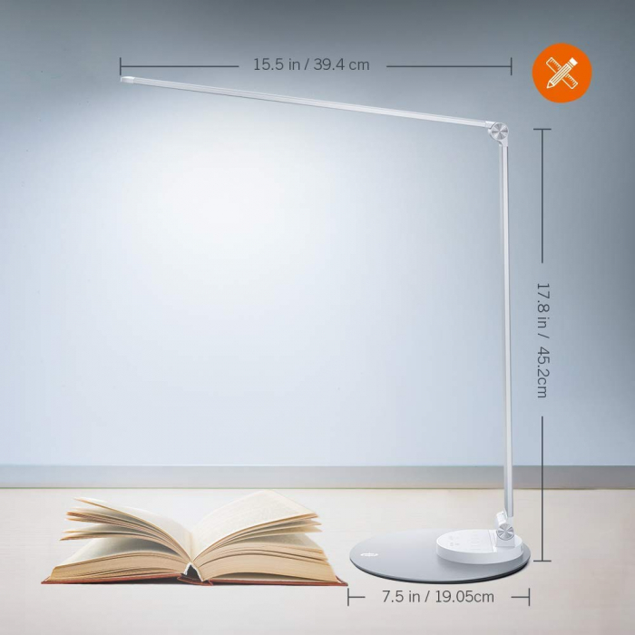 Lampa de birou cu LED TaoTronics TT-DL22, incarcare USB, 6 niveluri de luminozitate - Silver [2]