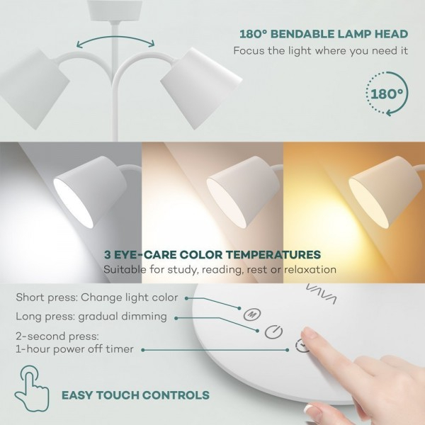 Lampa de birou LED VAVA VA-DL29, 3 modri de lumina, cu reglare touch a Intensitatii [3]