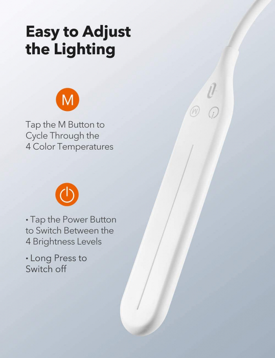 Lampa de podea LED TaoTronics TT-DL072, ajustabile 4 culori de culoare, 4 niveluri de luminozitate - Alba [3]