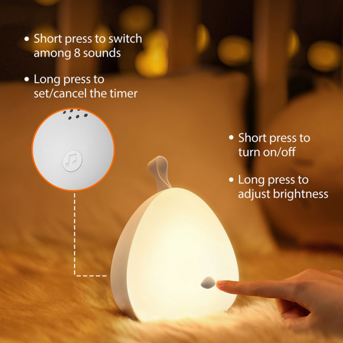 Lampa de veghe VAVA VA-CL1001 LED cu muzica, control touch, reglare intensitate, 8 melodii, Galbena [2]