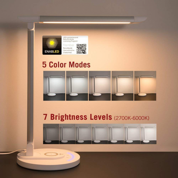 Lampa LED de birou TaoTronics TT-DL043, cu incarcator wireless, control touch, USB, 12W, 410 lm [3]