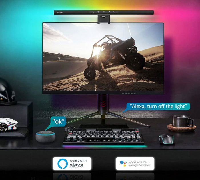 Lampa pentru monitor Ustellar RGBIC Wi-Fi Smart LED, 10W, aluminiu, Sincronizare muzica, Tuya   Smart Life [2]