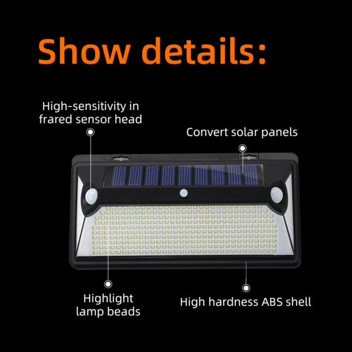 Lampa solara de perete Superfire FF6-D, 72W LED, 360leduri,3 moduri, incarcare solara si senzor de miscare [2]