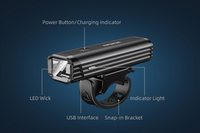 Lanterna LED pentru bicicleta Supfire BL11, 120m, 400Lm, acumulator 2000 mAh, USB [4]