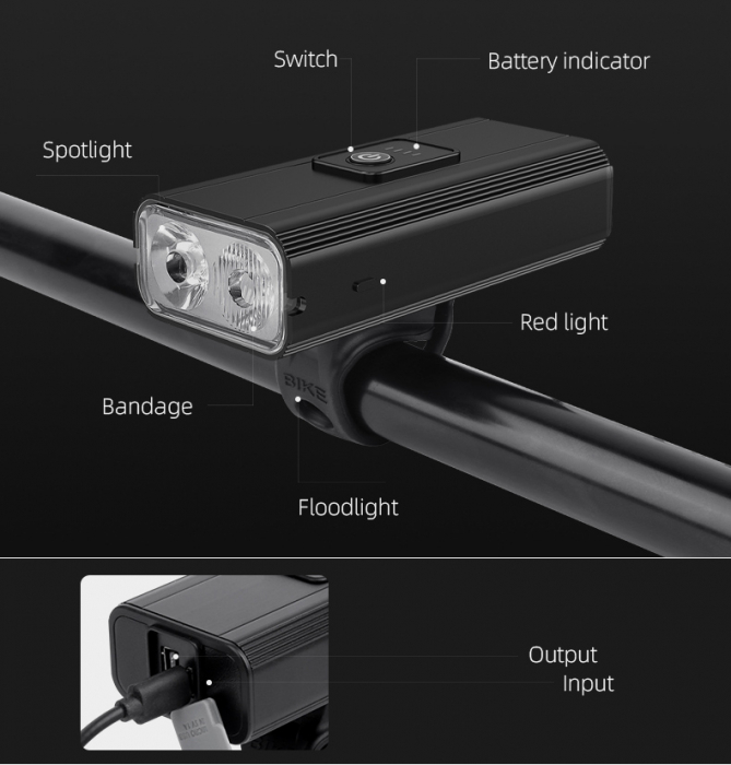 Lanterna LED pentru bicicleta Supfire GT-R3, 1400lumeni, 130m, acumulator 2400 mAh, USB [3]