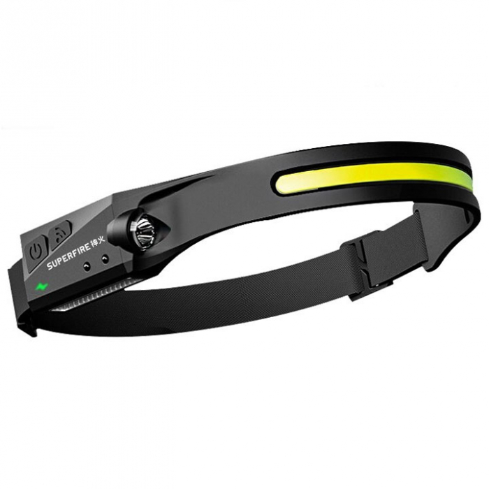 Lanterna LED pentru cap Superfire HL65, COB LED, 340lm, incarcare USB-C, control miscare mana [1]