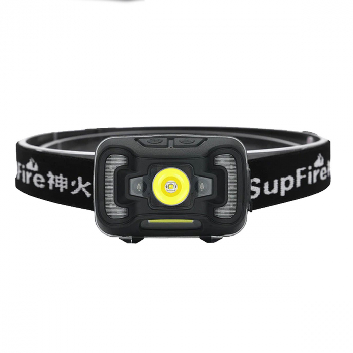 Lanterna LED pentru cap Supfire HL16, 5W, 500 lm, 1800 mAh, senzor de miscare, lumina rosie, incarcare USB, IP44 [1]