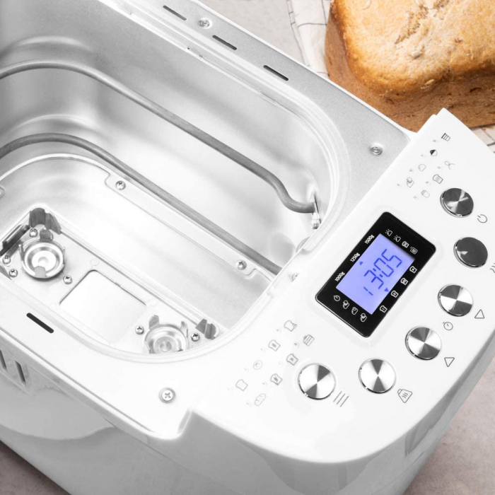 Masina de facut paine CECOTEC BreadCo 1500 PerfectCook, 850 W, 1,5 KG, 15 programe , 15 ore programabile, 2 rezistente, mentinere la cald 60 de minute , avertizare sonora , afisaj LCD, alb argintiu [4]