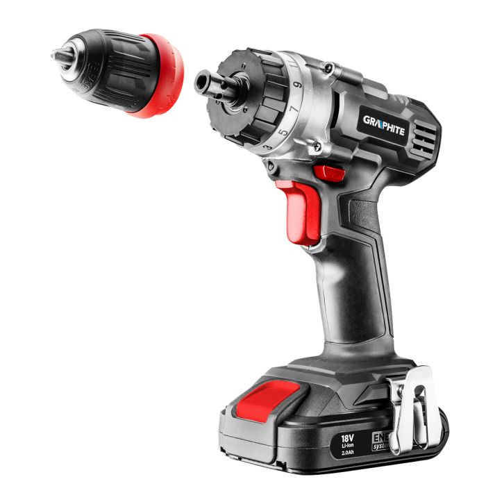 Mașină de găurit/înșurubat Energy+ 18V, Li-Ion, mandrină rapidă fără cheie,10 mm (fara acumulator inclus) GRAPHITE [10]