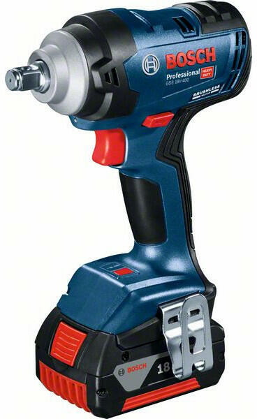 Masina de insurubat cu impact BOSCH GDS 18V-400 , cu 2 acumulatori Li-Ion 18 V, 5 Ah, patrat 1/2 inch, 400 Nm, M10-M20, valiza plastic [4]