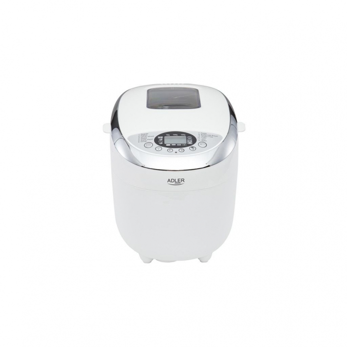 Masina de paine ADLER AD 6019,gluten free, 2 palete framantare, 1100 W, 1250 g, 12 Programe, afisaj LCD, Alb [3]