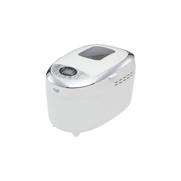 Masina de paine ADLER AD 6019,gluten free, 2 palete framantare, 1100 W, 1250 g, 12 Programe, afisaj LCD, Alb [2]