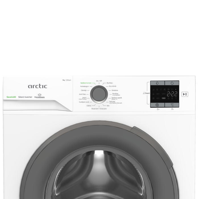 Masina de spalat rufe Arctic APLM1WFSU19210WG, 9 Kg, 1200 RPM, Motor Silent Inverter, Drum Clean+Steam, Child Lock, Anticrease, Digital Display, Add-In, Clasa A, Alb [5]