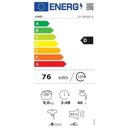 Masina de spalat rufe Candy, 9 Kg, Clasa D, 1200 rpm, Smart Touch, NFC, Alb, EY 1291DE/1-S [3]