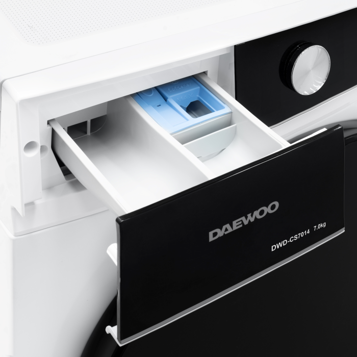 Masina de spalat rufe Daewoo, 7 kg, motor inverter, 1400 rpm, clasa A-10%, 16 programe, butoane touch, panou de control negru cu pictograme colorate, Alb [4]