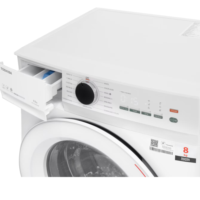 Masina de spalat T21 Toshiba, 8kg, 1400RPM, clasa A, Slim, Functie AROMA+, Functie Abur, Tehnologie UFB, Wi-Fi, motor inverter, Alb TW-T21BU90UWBK (WW) [5]