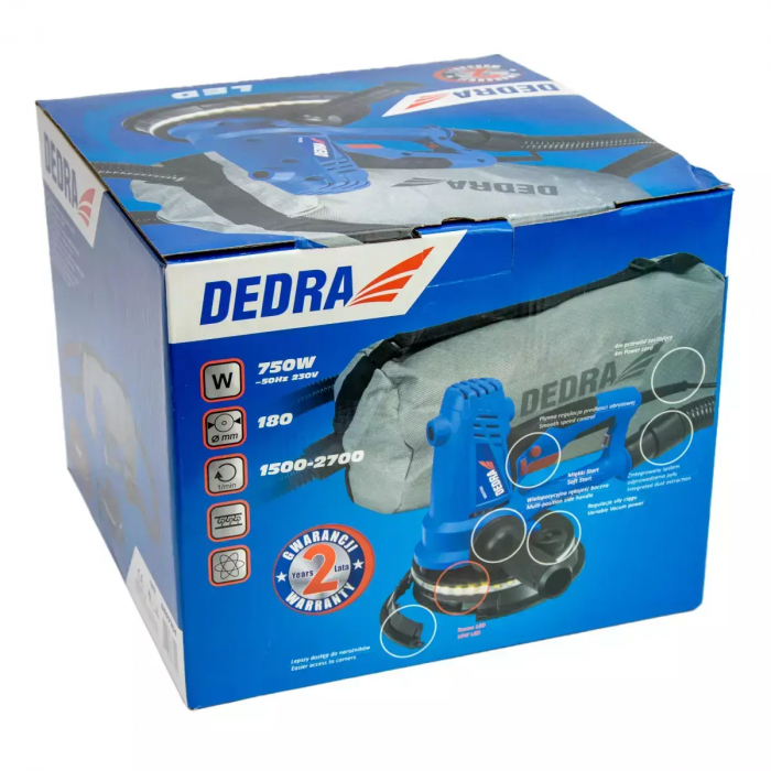 Masina slefuit electrica 2700 RPM ,diametru disc 180 mm, putere 750 W, Dedra DED7764 [23]