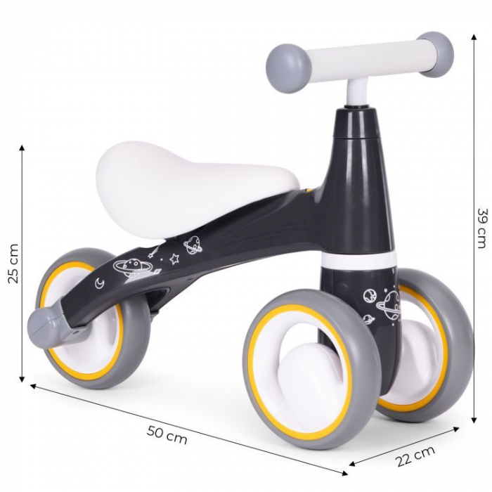 Mini bicicleta fara pedale, triciclu copii cu roti EVA, 50x22x39 cm, negru [7]