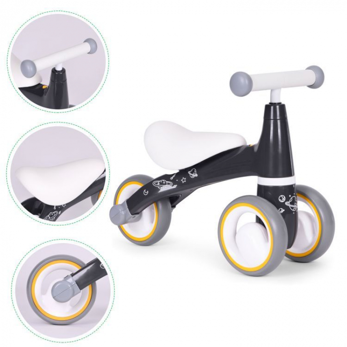 Mini bicicleta fara pedale, triciclu copii cu roti EVA, 50x22x39 cm, negru [6]