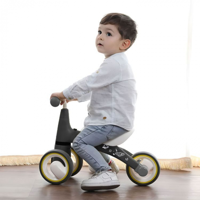 Mini bicicleta fara pedale, triciclu copii cu roti EVA, 50x22x39 cm, negru [8]