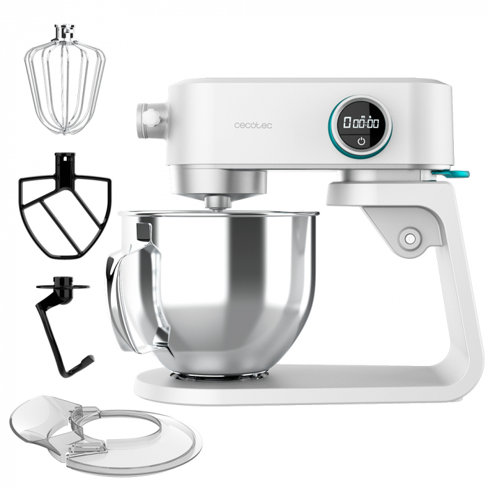 Mixer cu bol din inox Cecotec TwistFusion 4000 Luxury White, 800 W, Bol 5.2 L inox, 8 Viteze,afisaj digital, timer, accesorii incluse [1]