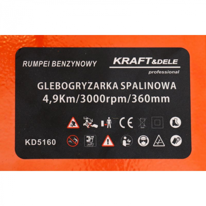 Motocultor 4.9 CP, latime lucru 36 cm, 3000 rpm, Kraft&Dele KD5160 [10]
