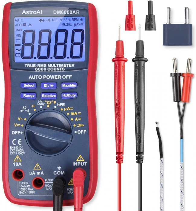 Multimetru digital AstroAI DM6000AR, TRMS 6000, True RMS, Masurare temperatura [1]