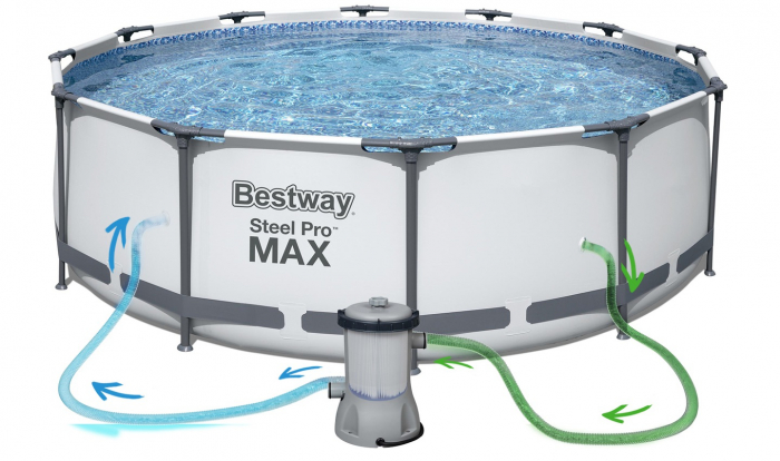 Piscina cadru metalic Bestway, 366x100cm, 9.150 litri, cu pompa de filtrare si scara [6]