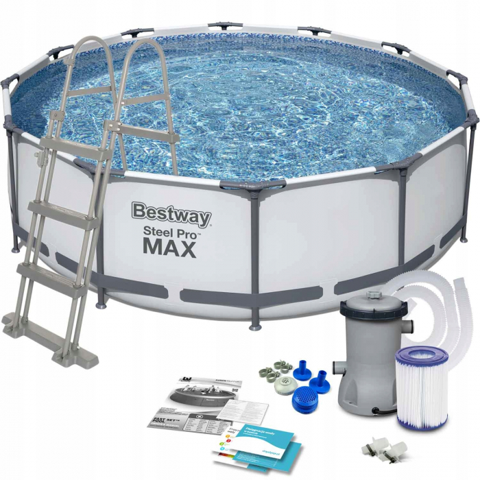 Piscina cadru metalic Bestway, 366x100cm, 9.150 litri, cu pompa de filtrare si scara [1]