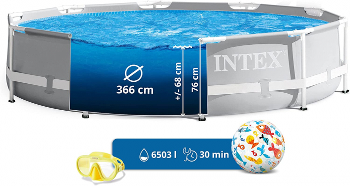 Piscina cadru metalic Intex Prisma Frame, 366×76 cm, 6.500 litri, cu pompa de filtrare [2]