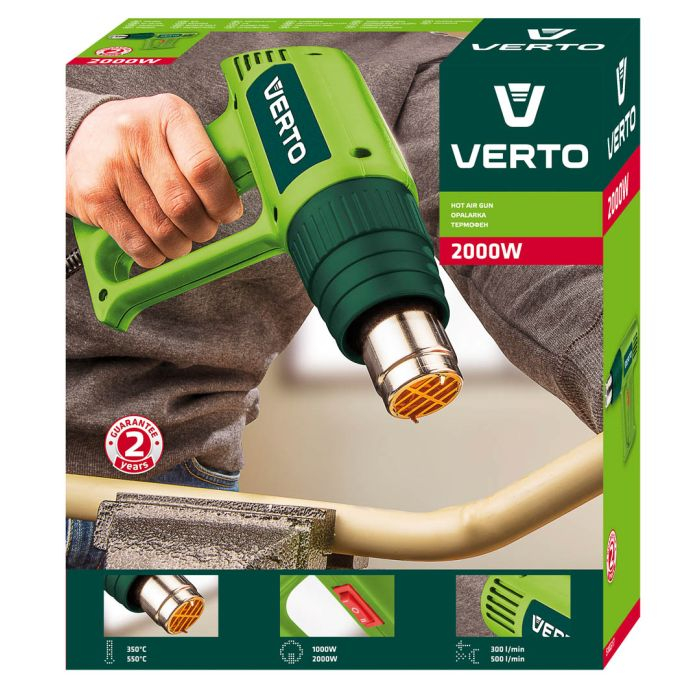 Pistol cu aer cald 2000W, interval de temperatură: I: 350ºC, II: 550ºC 51G517 VERTO [3]