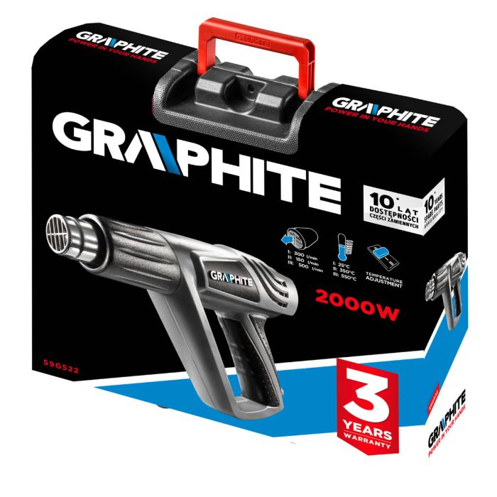 Pistol cu aer cald 2000W, max 550 Cº Graphite 59G522 [3]