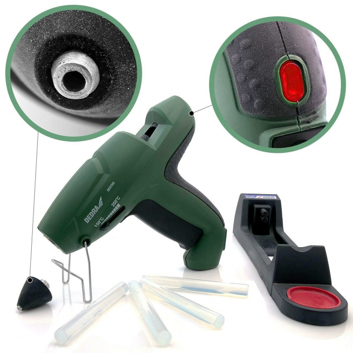 Pistol de lipit cu baton silicon, la cald, fara fir, temperatura reglabila, 400 W, DEDRA DED7553 [2]