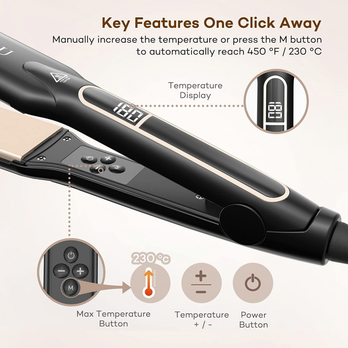 Placa de indreptat parul Anjou Professional Flat Iron AJ-PCA008, 230 grade, invelis ceramica [5]