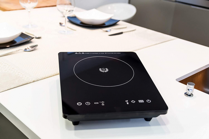Plita cu inductie Cecotec Full Crystal, 2000W, Touch control, 2000W, cu ecran digital, control tactil, 10 niveluri, Negru [4]