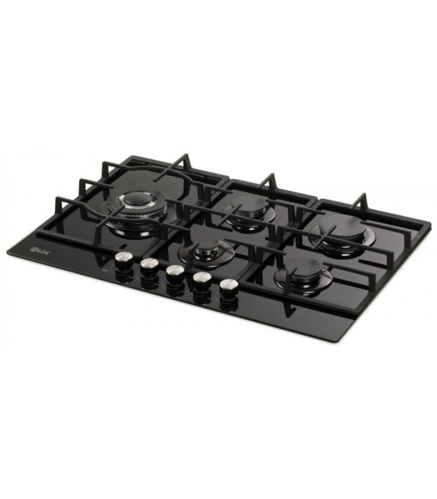 Plita incorporabila LDK Granada WOK JZ5BK75, Gaz, 5 arzatoare, WOK, Aprindere electrica, Gratare fonta, Siguranta, 75 cm, Negru [2]